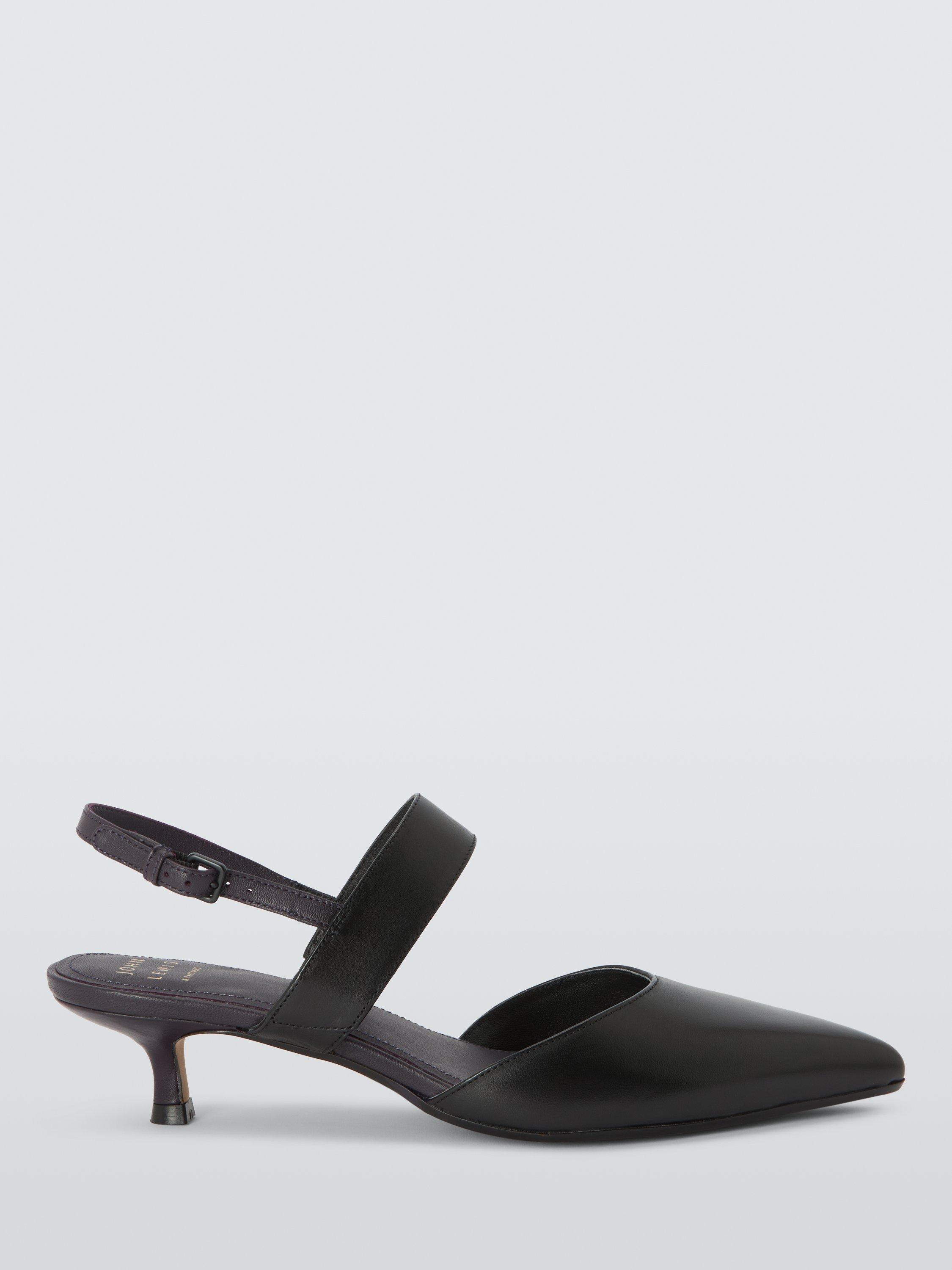 Product image 1 of 6, which shows John Lewis Chapel Leather Slingback Open Court Shoes, Black, 3