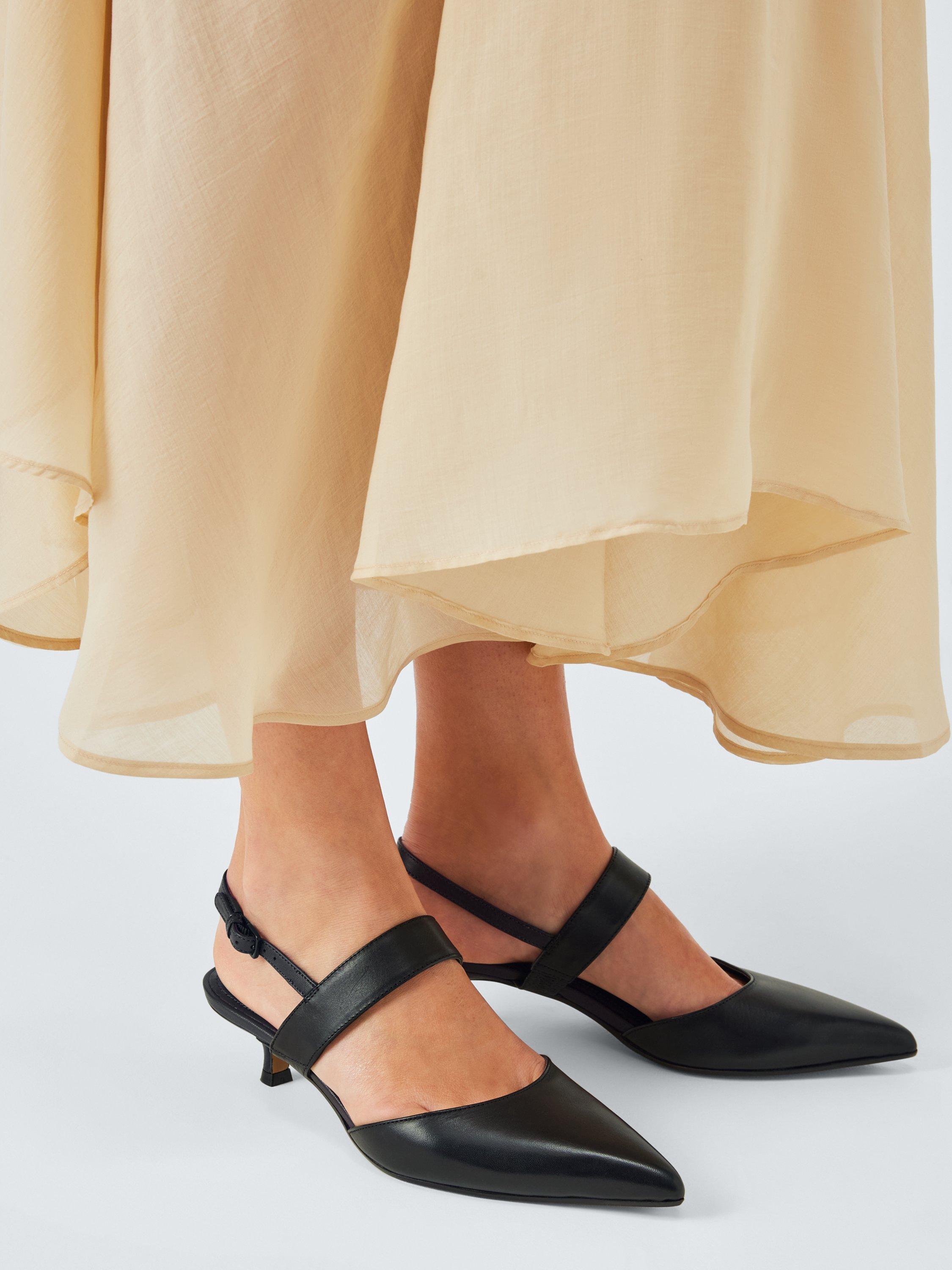 Product image 2 of 6, which shows John Lewis Chapel Leather Slingback Open Court Shoes, Black, 3