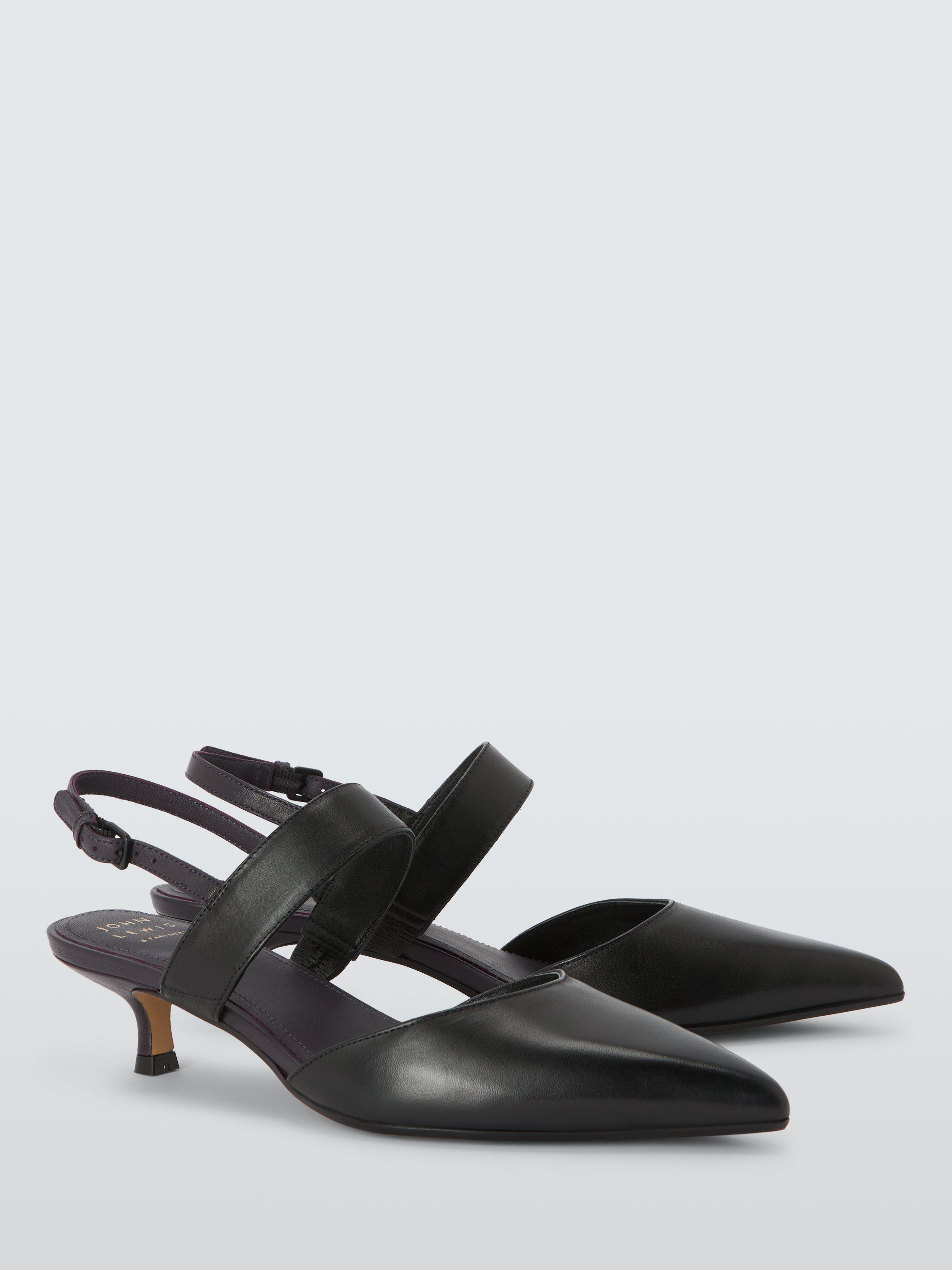 Product image 3 of 6, which shows John Lewis Chapel Leather Slingback Open Court Shoes, Black, 3