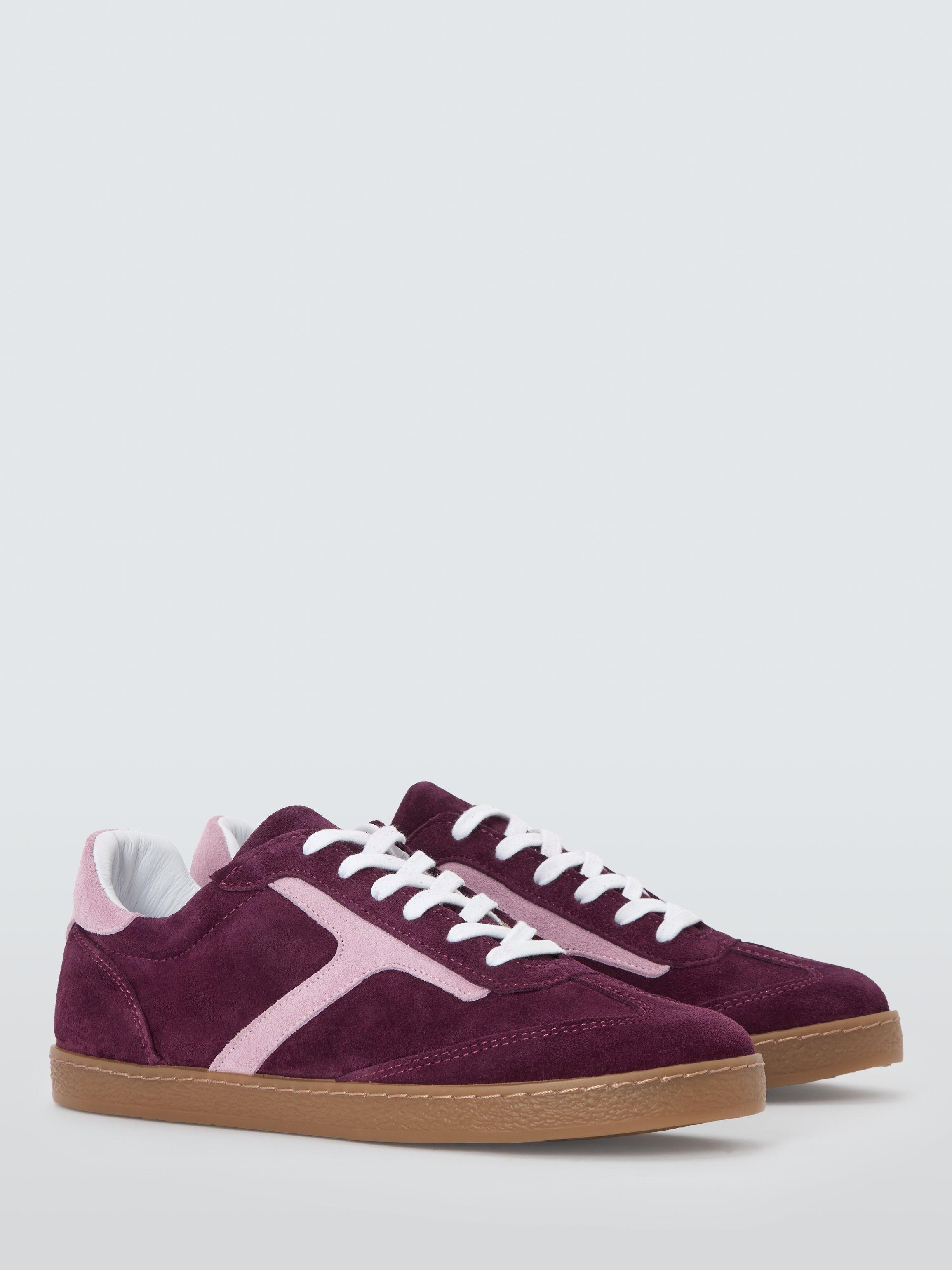 Product image 3 of 6, which shows John Lewis Eldon Suede Cupsole Trainers, Burgundy, 3