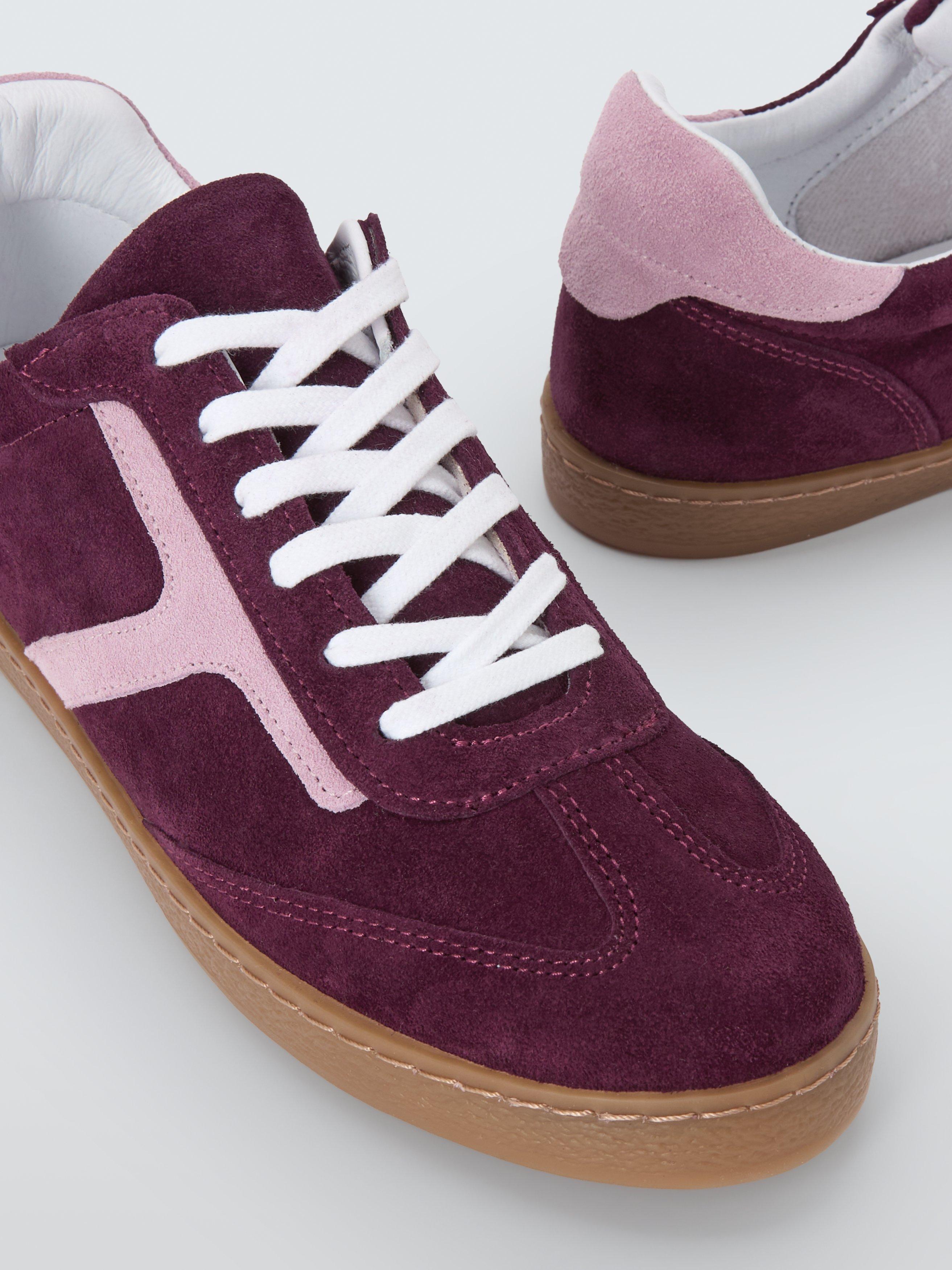 Product image 4 of 6, which shows John Lewis Eldon Suede Cupsole Trainers, Burgundy, 3