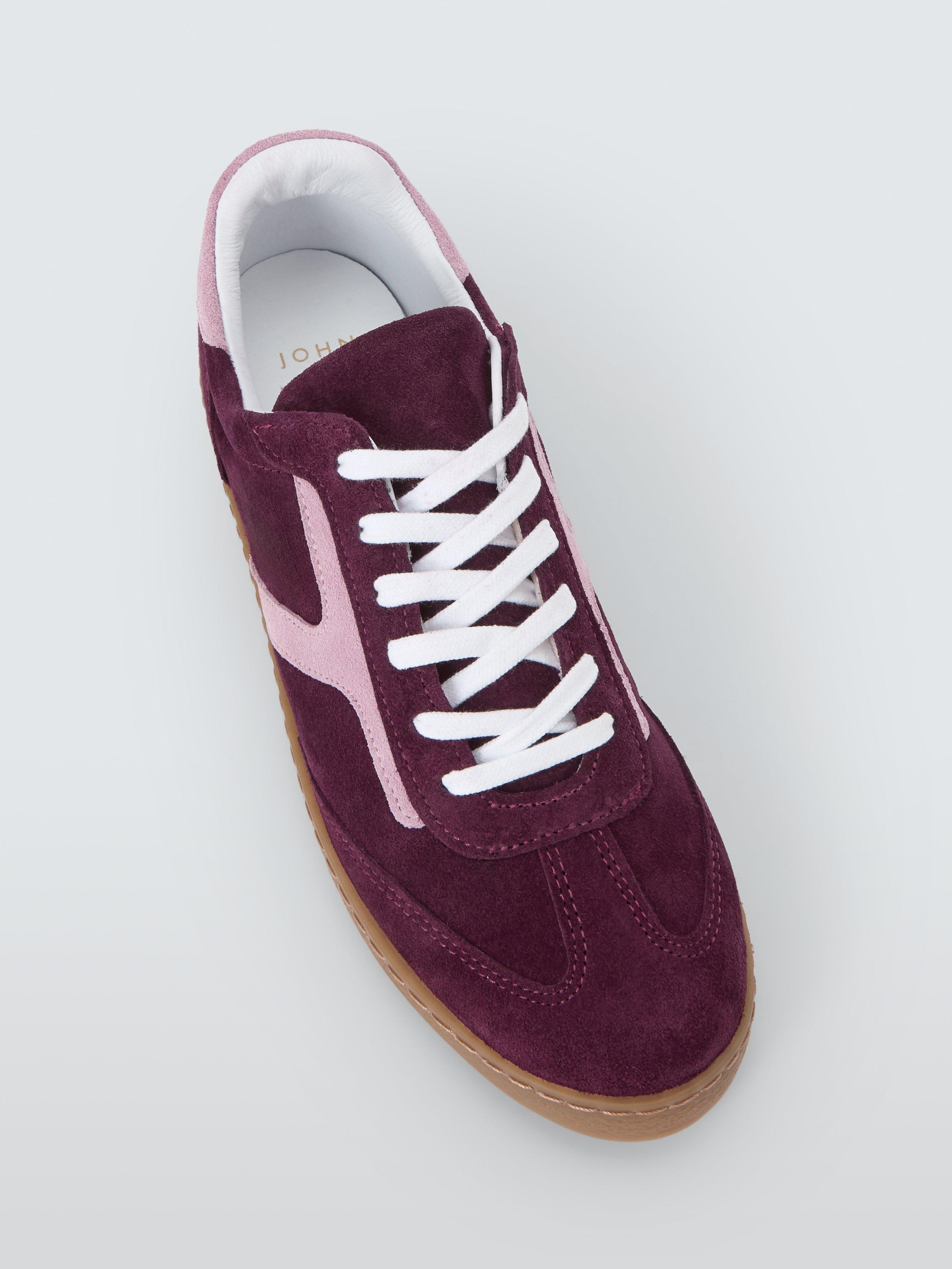 Product image 5 of 6, which shows John Lewis Eldon Suede Cupsole Trainers, Burgundy, 3