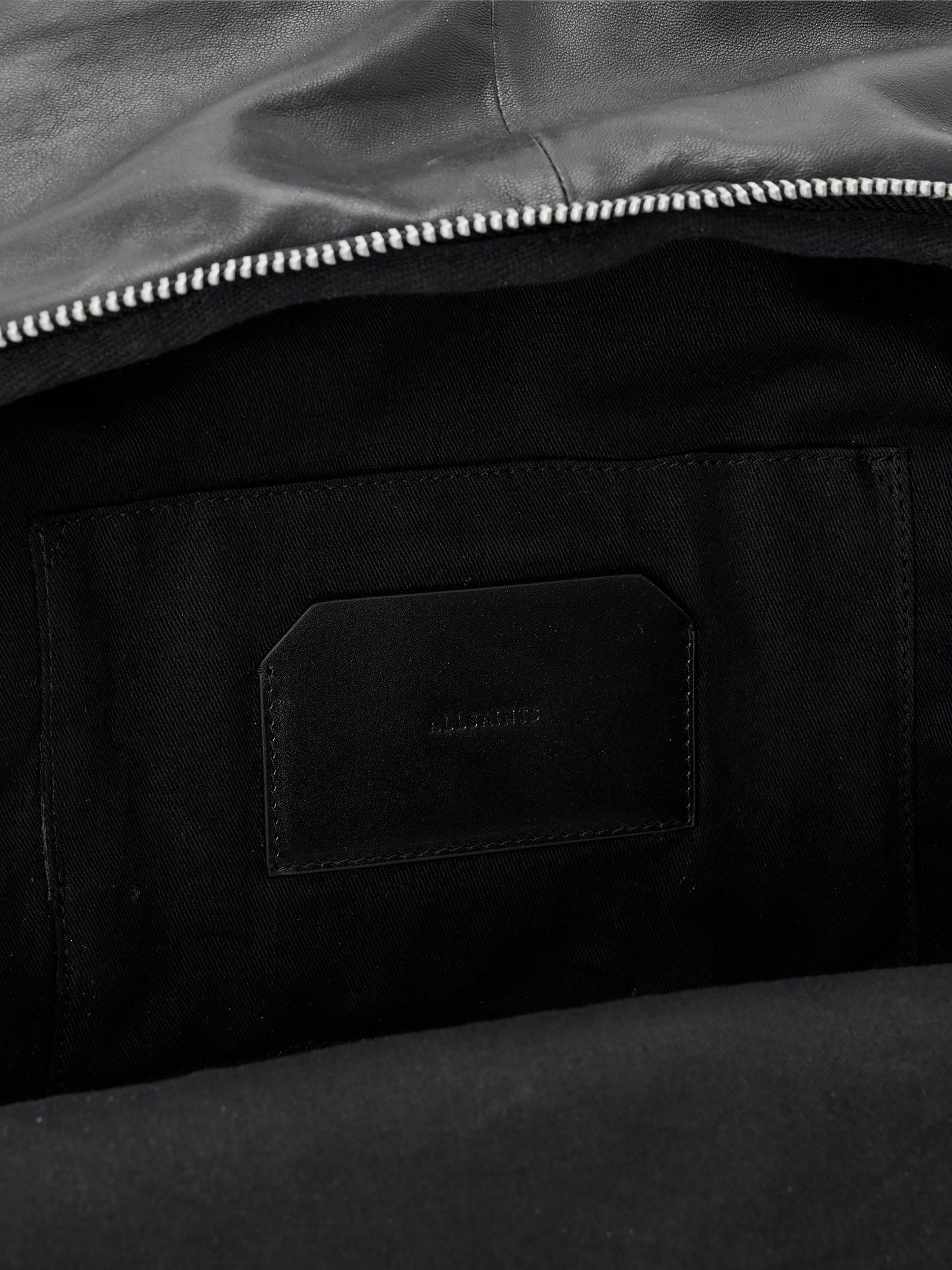 Product image 2 of 6, which shows AllSaints Finn Leather Backpack, Black