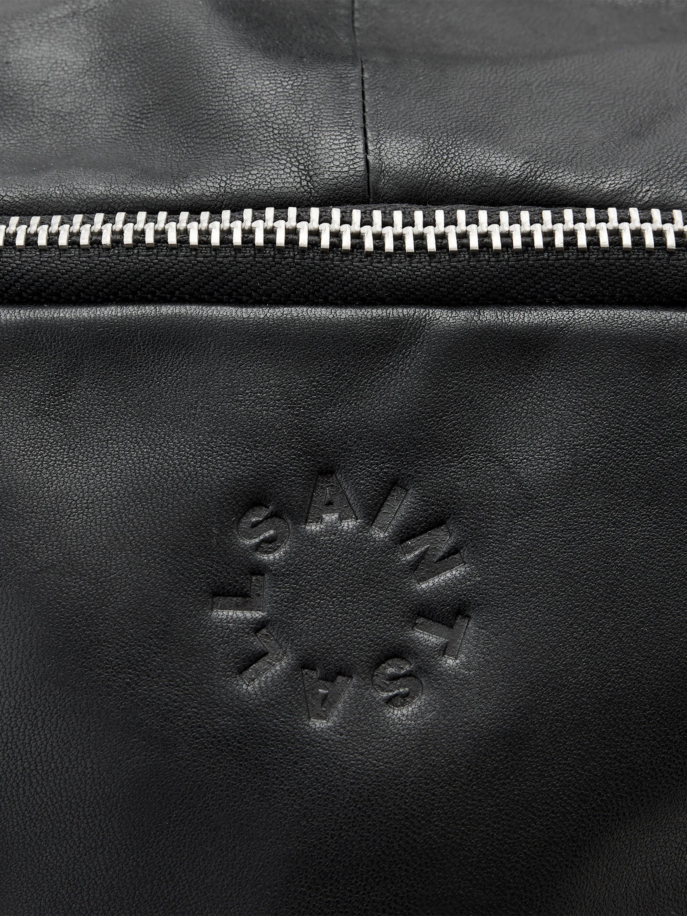 Product image 4 of 6, which shows AllSaints Finn Leather Backpack, Black