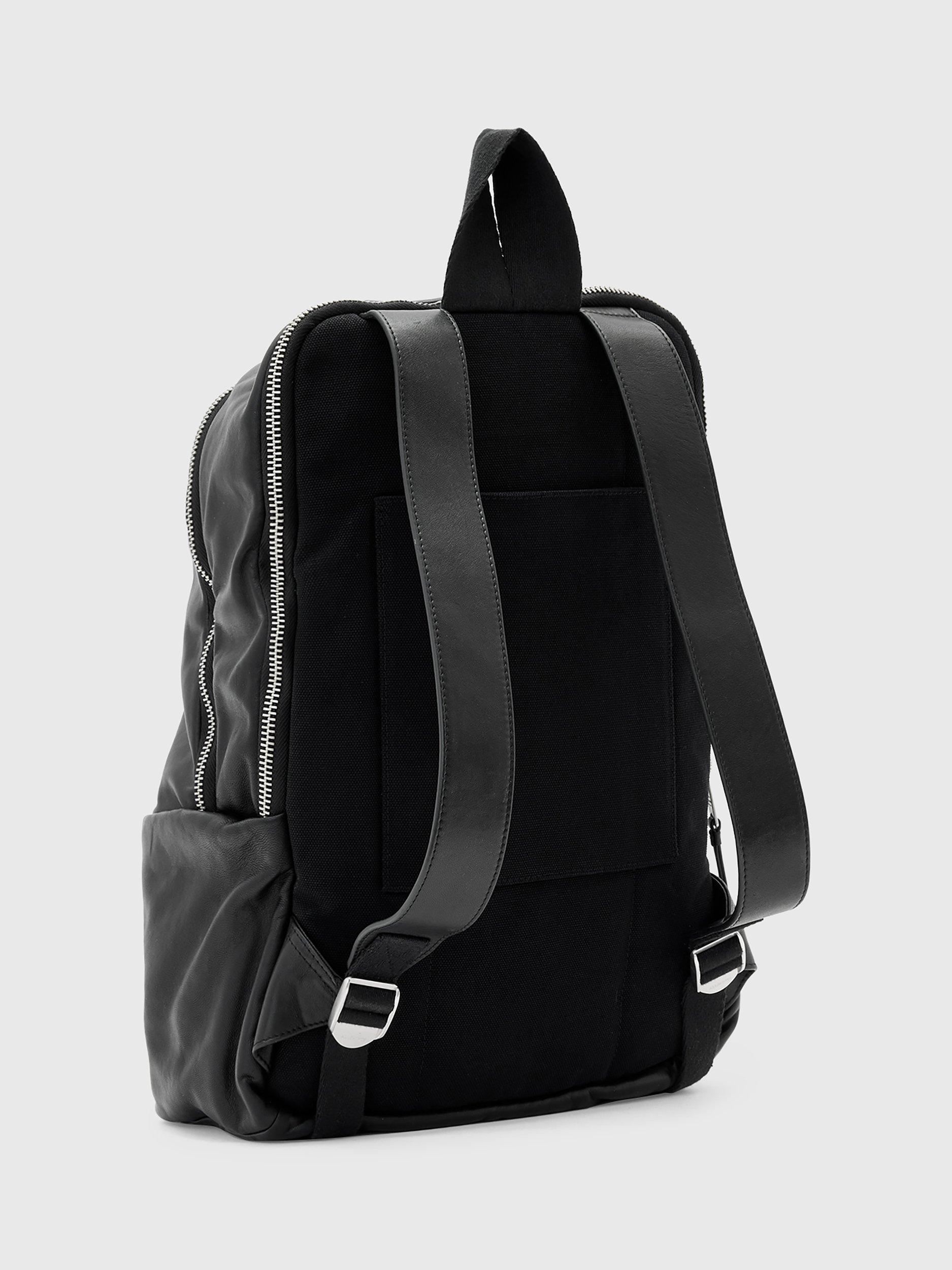 Product image 6 of 6, which shows AllSaints Finn Leather Backpack, Black