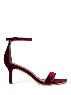 Lauren Ralph Lauren Allie Velvet Stiletto Heel Strappy Sandals, Burgundy, Burgundy