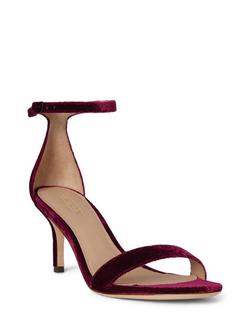 Lauren Ralph Lauren Allie Velvet Stiletto Heel Strappy Sandals, Burgundy - view 2, Burgundy