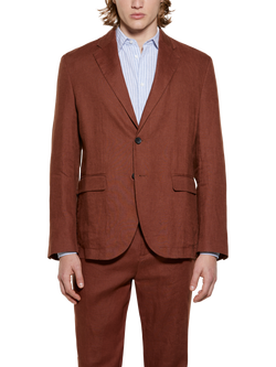 SISLEY Single Breasted Linen Blazer, Brown