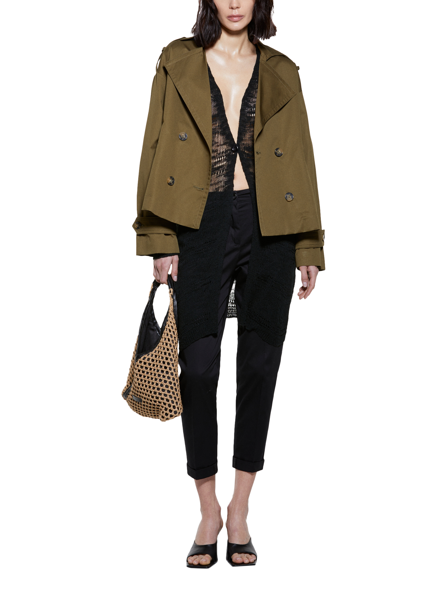 Product image 3 of 5, which shows SISLEY Military Trench Jacket, Green, XS