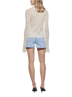 SISLEY Perforated Floral Design Cardigan Top - view 2, Beige