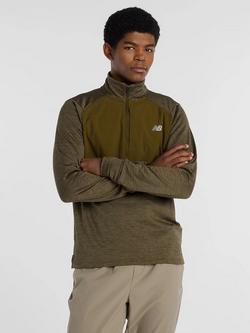 New Balance Athletics Heat Grid Half Zip Top, Woodland, Woodland