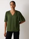 Jigsaw Pleat Detail V-Neck Satin Top