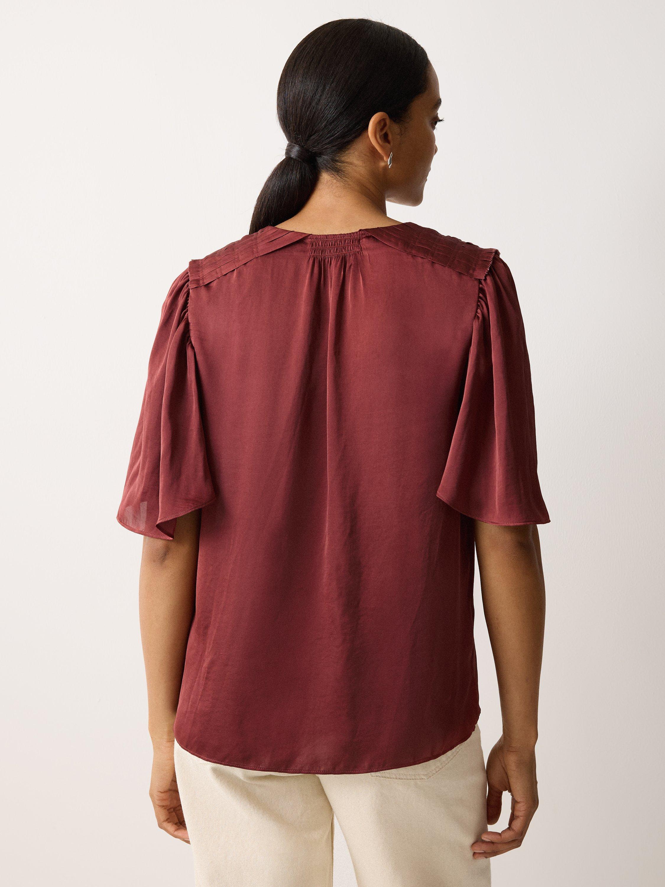 Product image 2 of 5, which shows Jigsaw Pleat Detail V-Neck Satin Top, Orange, 14