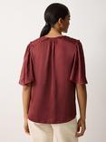 Jigsaw Pleat Detail V-Neck Satin Top, Orange