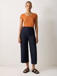 Jigsaw Supima Cotton Scoop Neck T-Shirt, Orange Shimmer