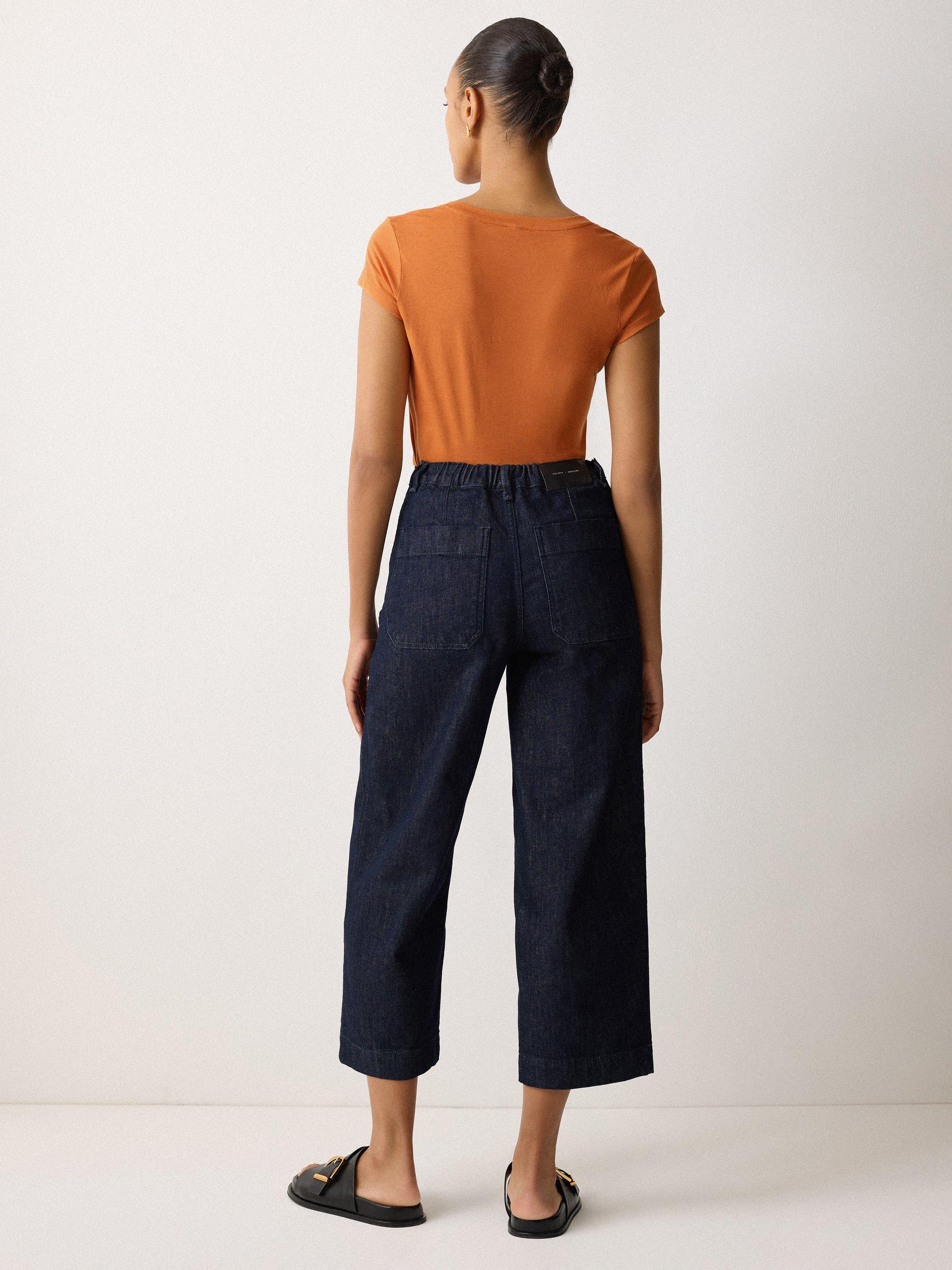 Product image 2 of 5, which shows Jigsaw Supima Cotton Scoop Neck T-Shirt, Orange Shimmer, XS