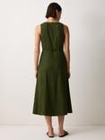 Jigsaw Stich Seam Linen Rich Dress, Green