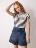 Jigsaw Finton Seam Detail Denim Shorts, Blue