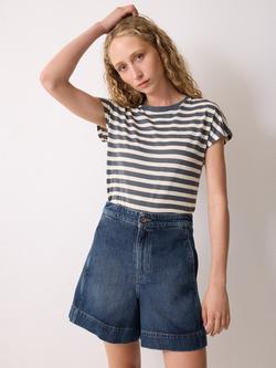 Jigsaw Finton Seam Detail Denim Shorts, Blue, Blue