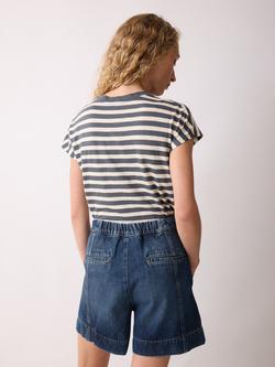 Jigsaw Finton Seam Detail Denim Shorts, Blue - view 2, Blue