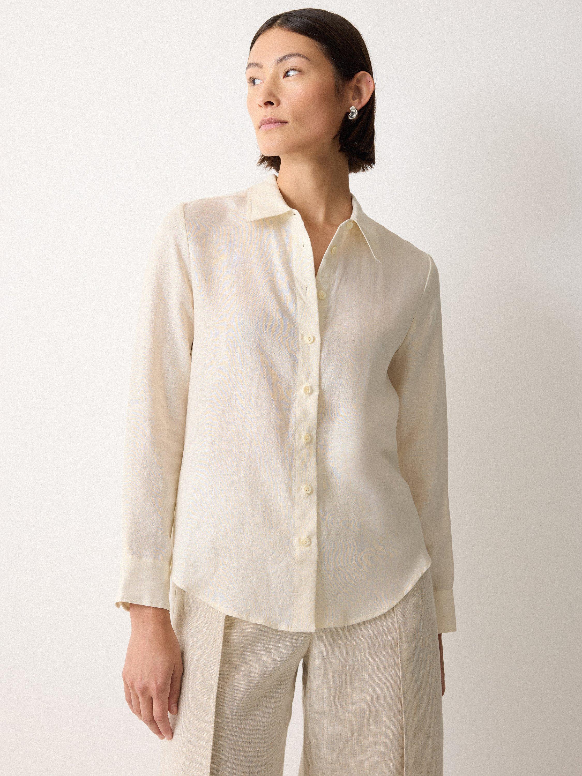 Product image 1 of 5, which shows Jigsaw Classic Pure Linen Shirt, White, 6