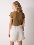 Jigsaw Finton Seam Detail Denim Shorts, Ecru