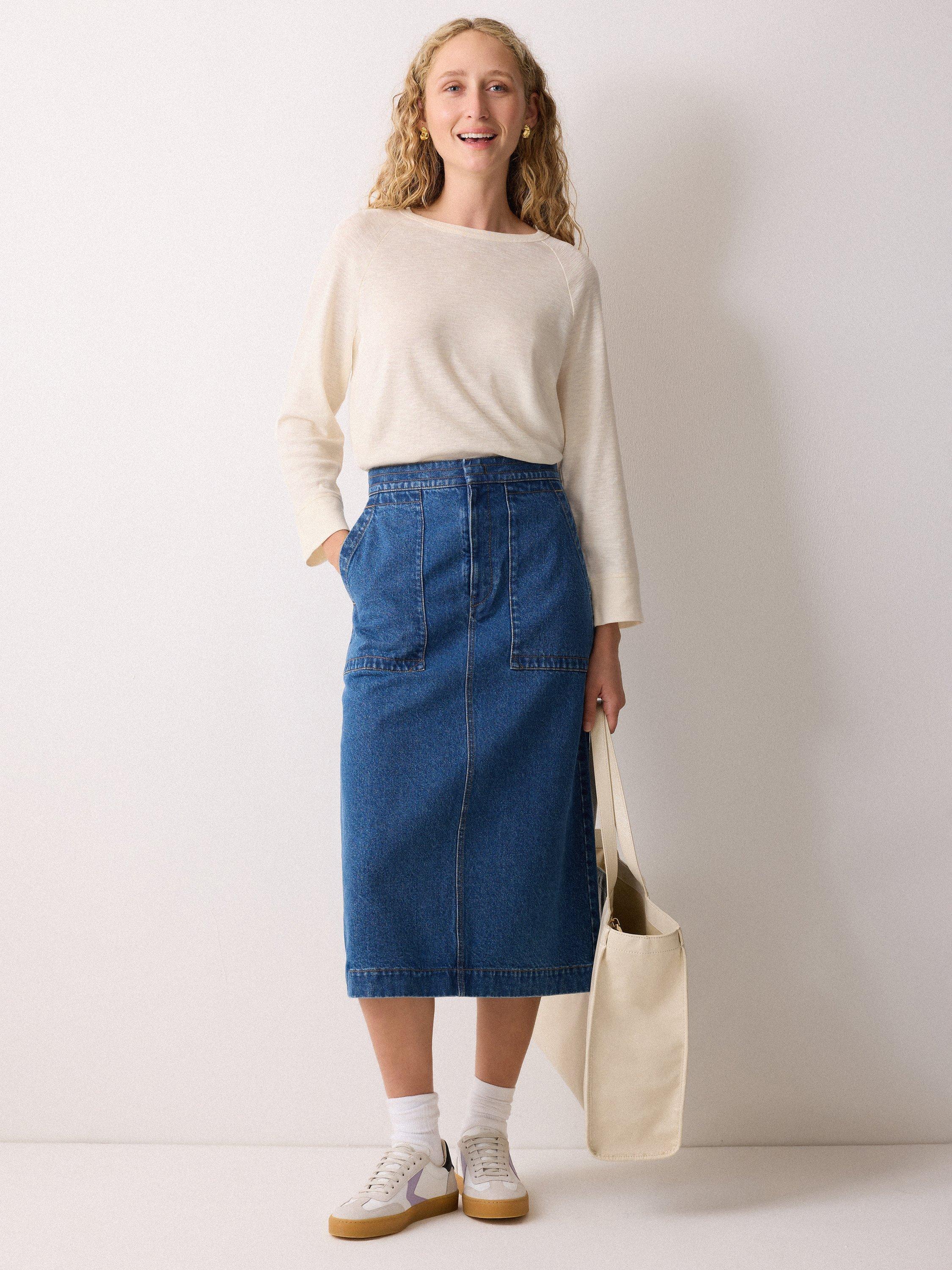 Product image 4 of 5, which shows Jigsaw Luxe Raglan Sleeve Jersey Top, Cream, XS