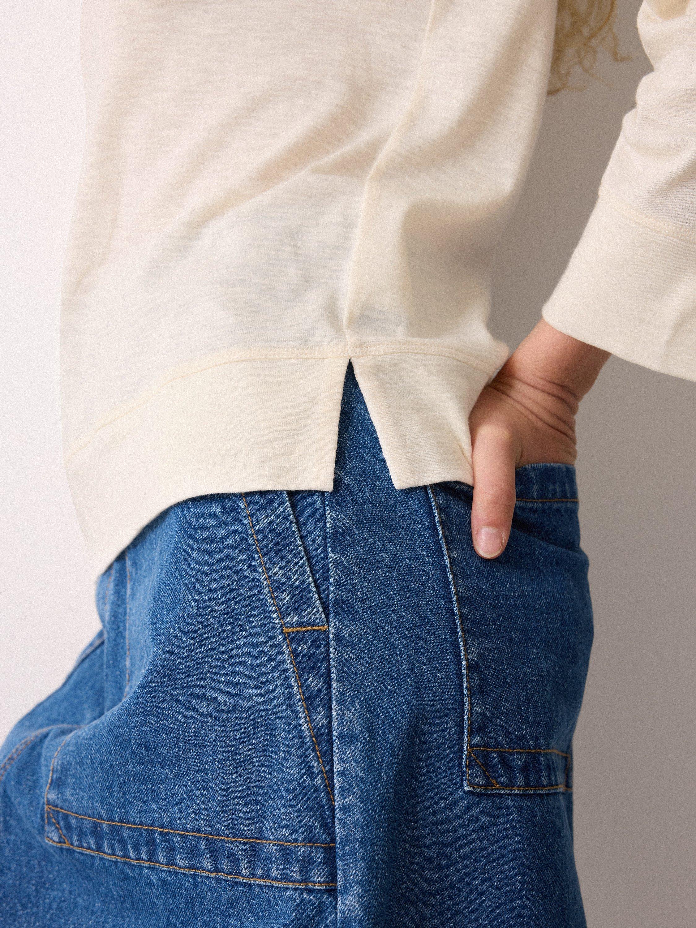 Product image 5 of 5, which shows Jigsaw Luxe Raglan Sleeve Jersey Top, Cream, XS