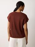 Jigsaw V-Neck Pure Linen T-Shirt, Brown