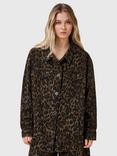 AllSaints Willow Leopard Print Regular Fit Denim Jacket, Leppo Brown