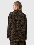 AllSaints Willow Leopard Print Regular Fit Denim Jacket, Leppo Brown