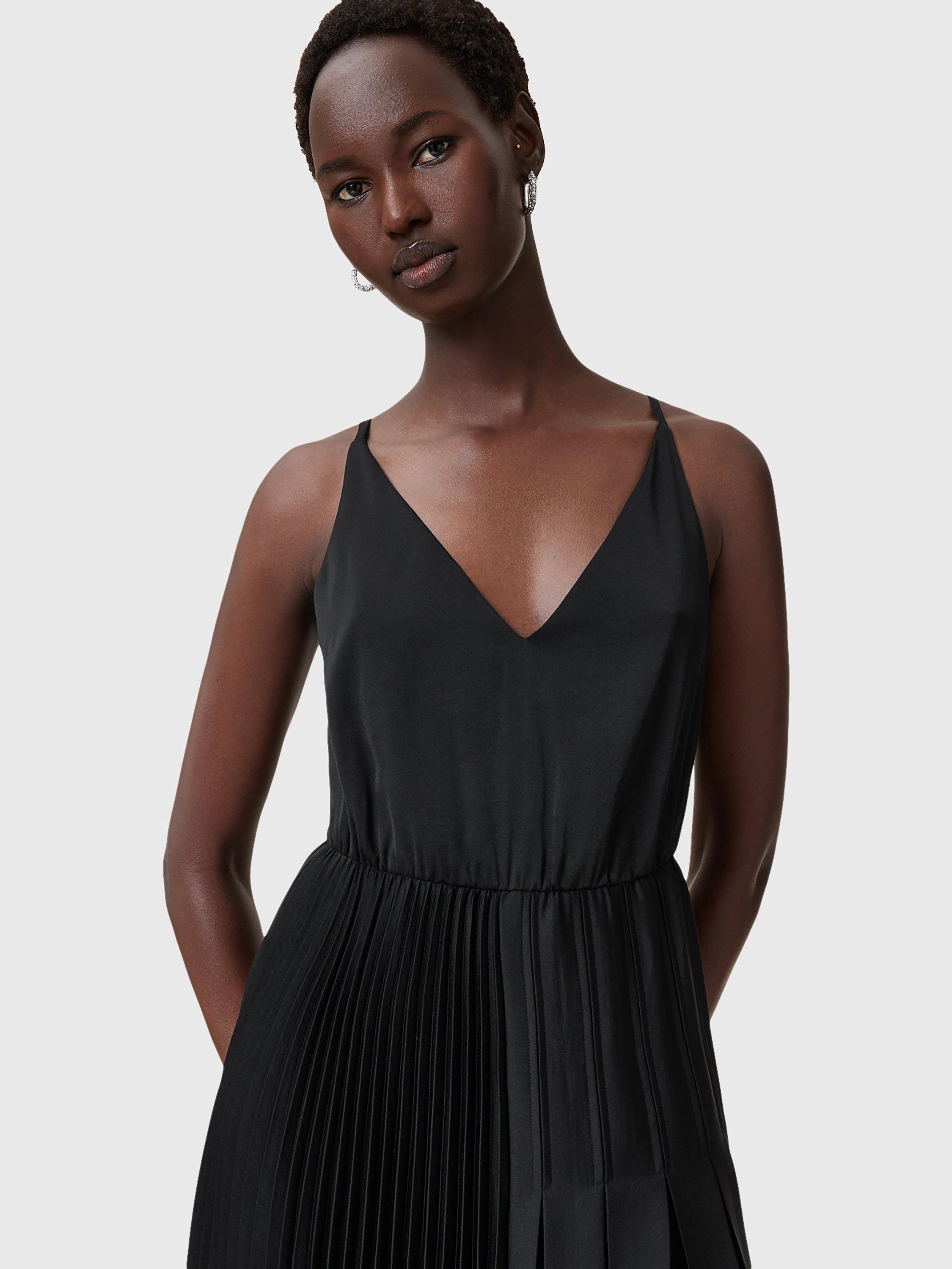 (取寄) オールセインツ レディース ジャックス ティー ドレス AllSaints women Jax Tee Dress Chalk White AllSaints Jax 2-in-1 T-Shirt Pleated Midi Dress