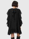 AllSaints Lissie Silk Blend Ruffle Mini Dress, Black
