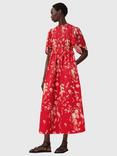 AllSaints Mya Floral Midi Dress, Armada Red