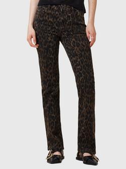 AllSaints Haldan Slim Fit Bootcut Leopard Print Jeans, Brown/Multi