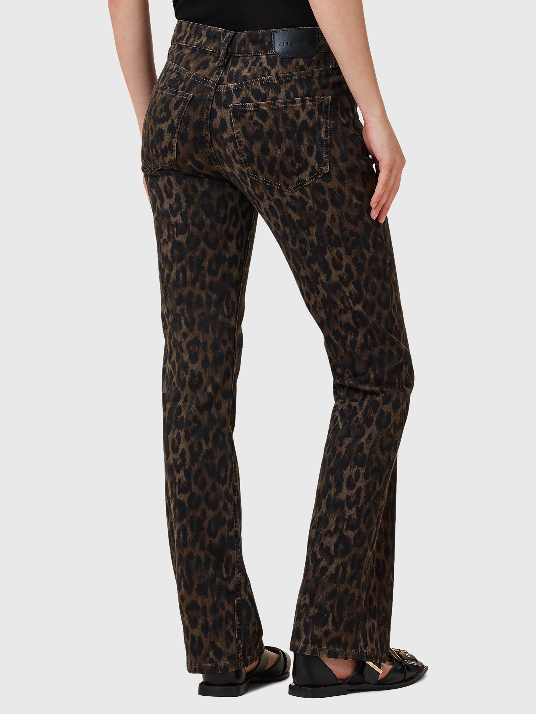 Product image 2 of 7, which shows AllSaints Haldan Slim Fit Bootcut Leopard Print Jeans, Brown/Multi, 27