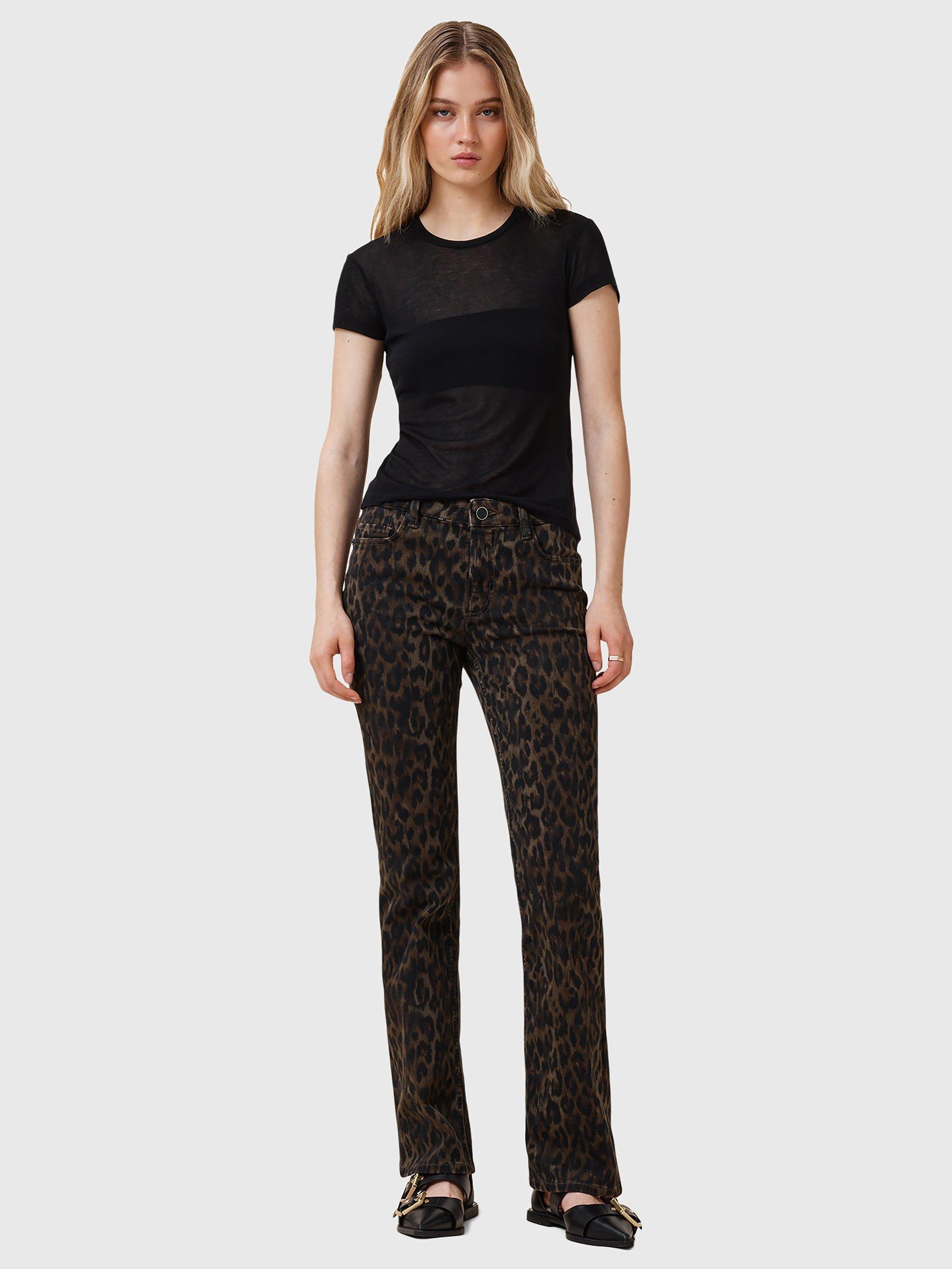 Product image 3 of 7, which shows AllSaints Haldan Slim Fit Bootcut Leopard Print Jeans, Brown/Multi, 27
