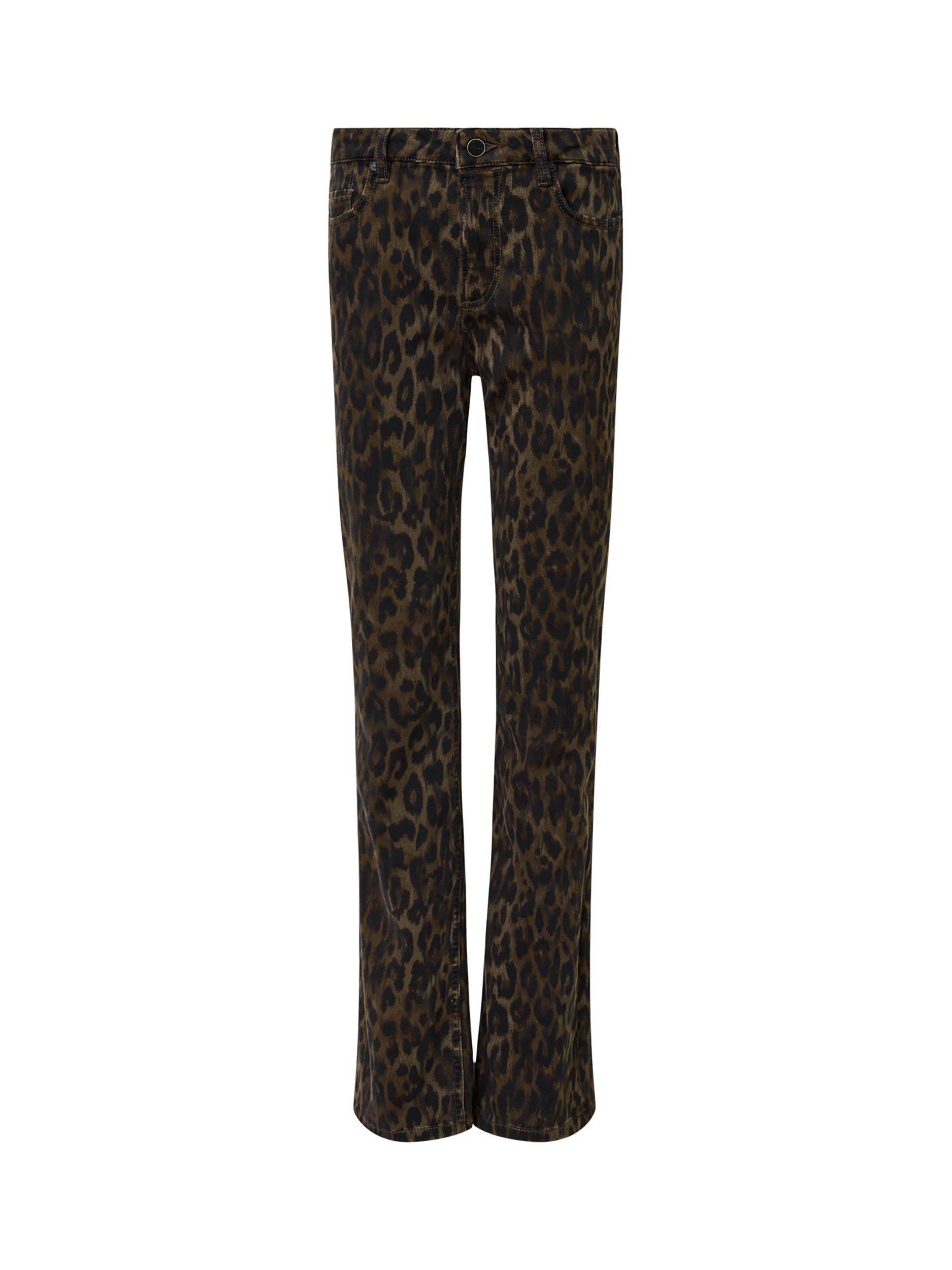Product image 4 of 7, which shows AllSaints Haldan Slim Fit Bootcut Leopard Print Jeans, Brown/Multi, 27