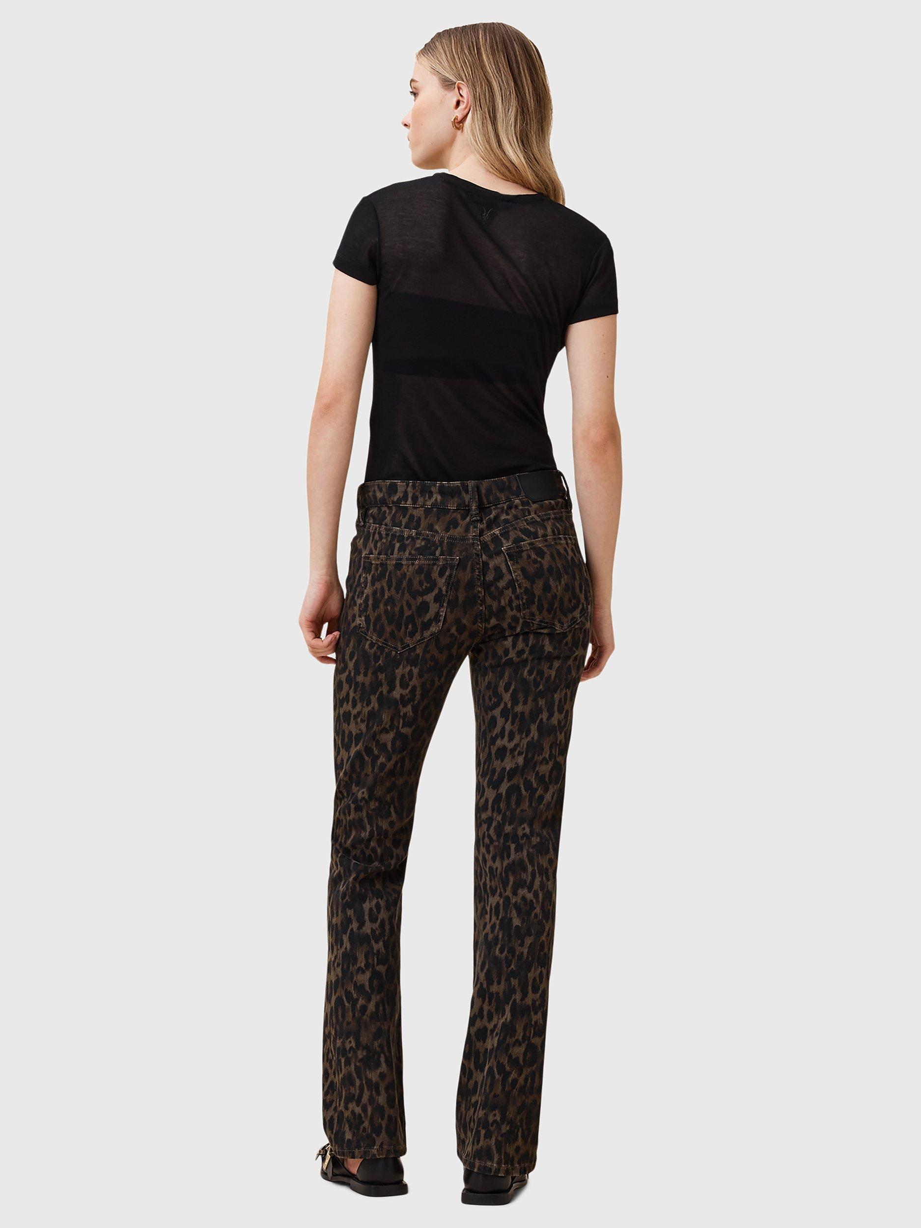 Product image 7 of 7, which shows AllSaints Haldan Slim Fit Bootcut Leopard Print Jeans, Brown/Multi, 27