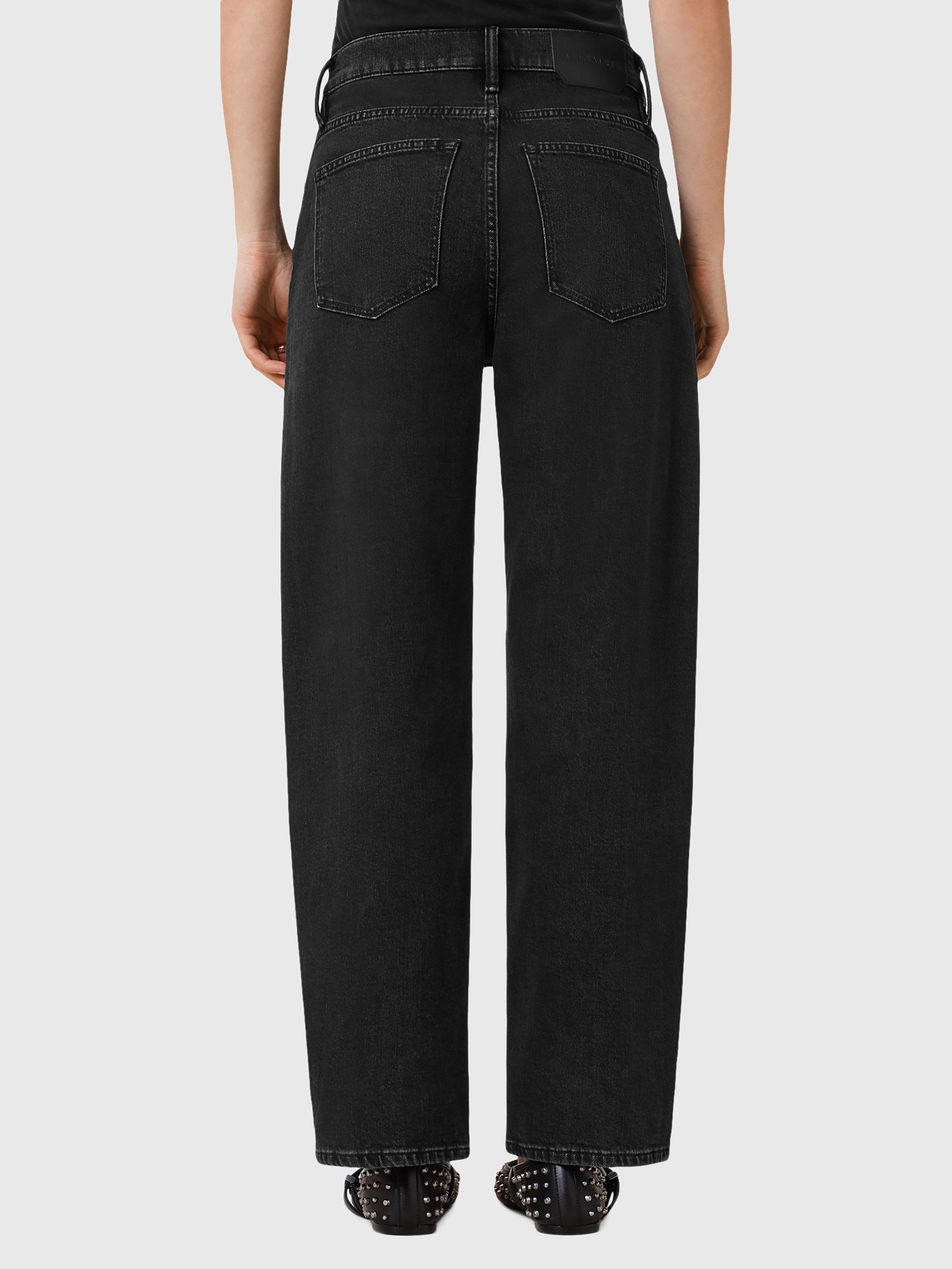 Product image 2 of 8, which shows AllSaints Sadie Barrel Leg Jeans, Washed Black, 6