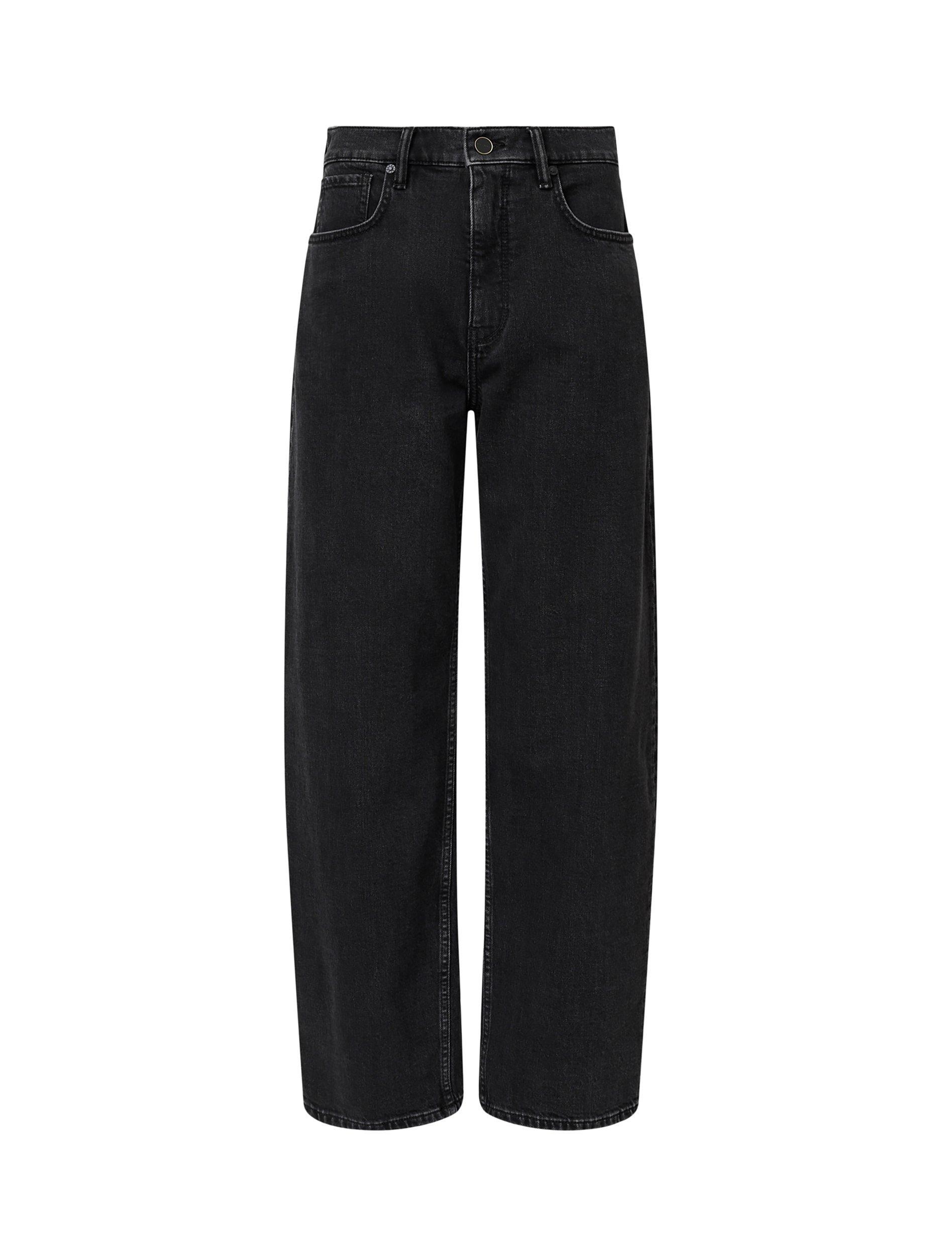 Product image 4 of 8, which shows AllSaints Sadie Barrel Leg Jeans, Washed Black, 6