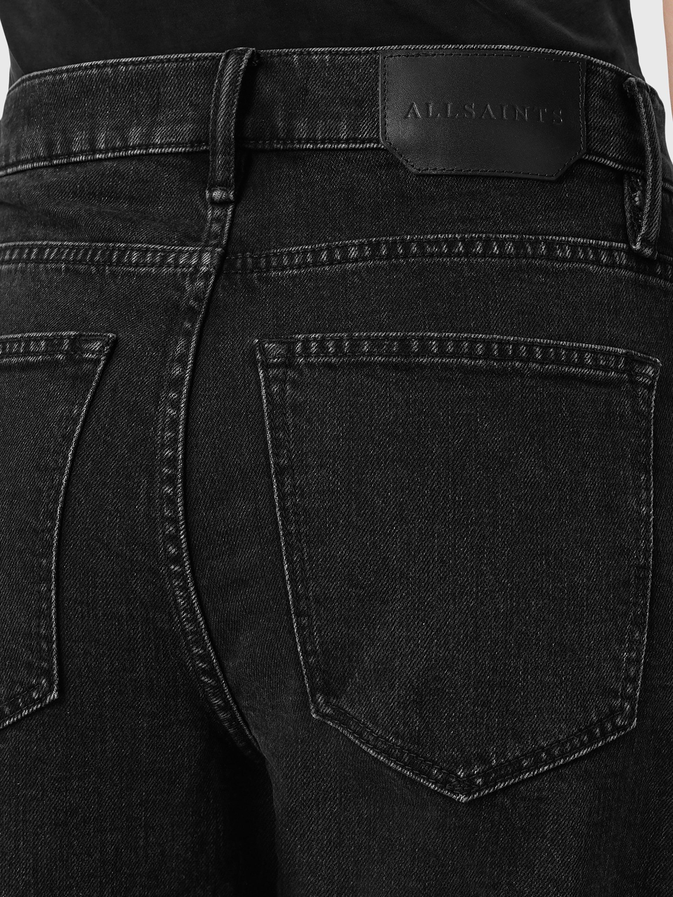 Product image 5 of 8, which shows AllSaints Sadie Barrel Leg Jeans, Washed Black, 6