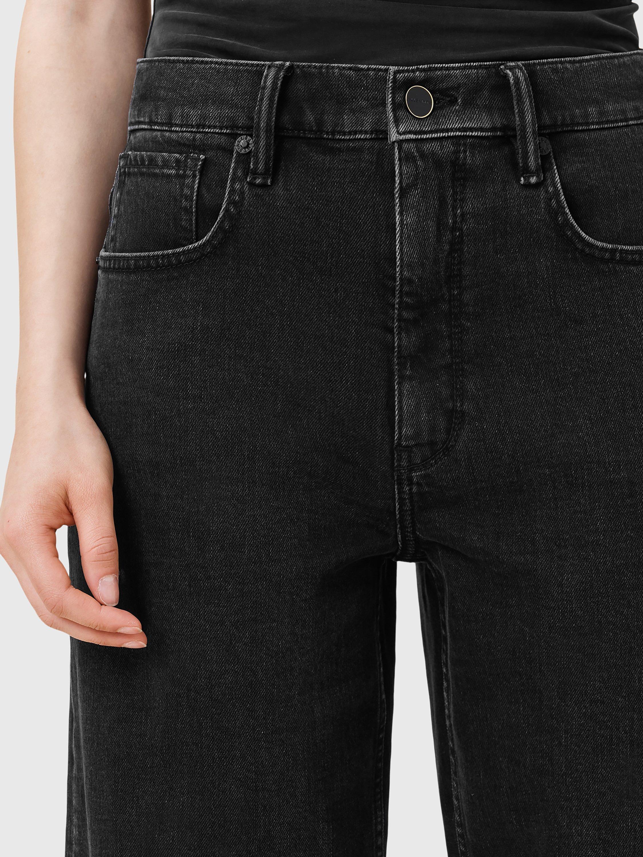Product image 6 of 8, which shows AllSaints Sadie Barrel Leg Jeans, Washed Black, 6