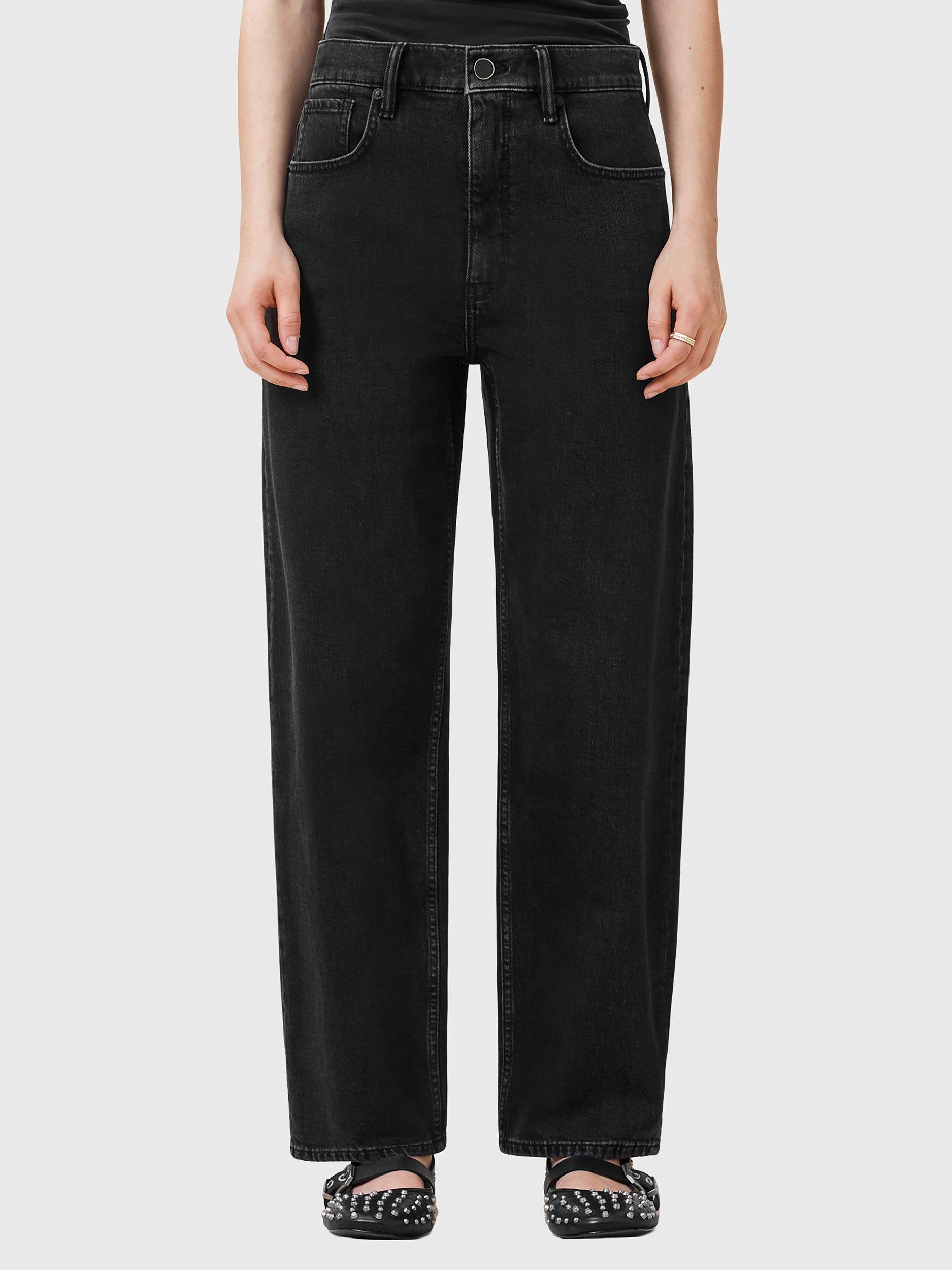 Product image 7 of 8, which shows AllSaints Sadie Barrel Leg Jeans, Washed Black, 6