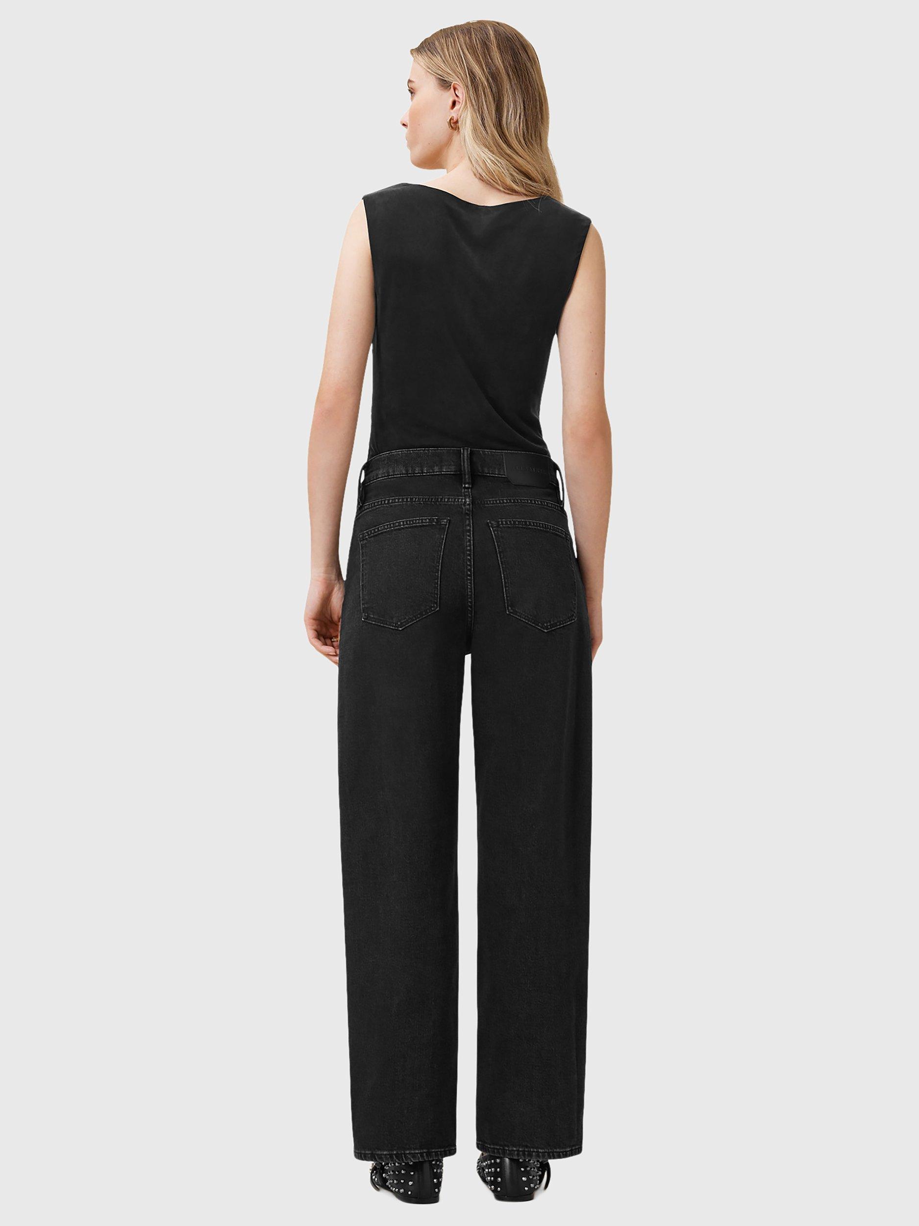 Product image 8 of 8, which shows AllSaints Sadie Barrel Leg Jeans, Washed Black, 6