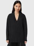 AllSaints Bern Panel V-Neck Wool Blend Jumper