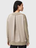 AllSaints Bern Wool Panel V-Neck Jumper, Taupe Grey