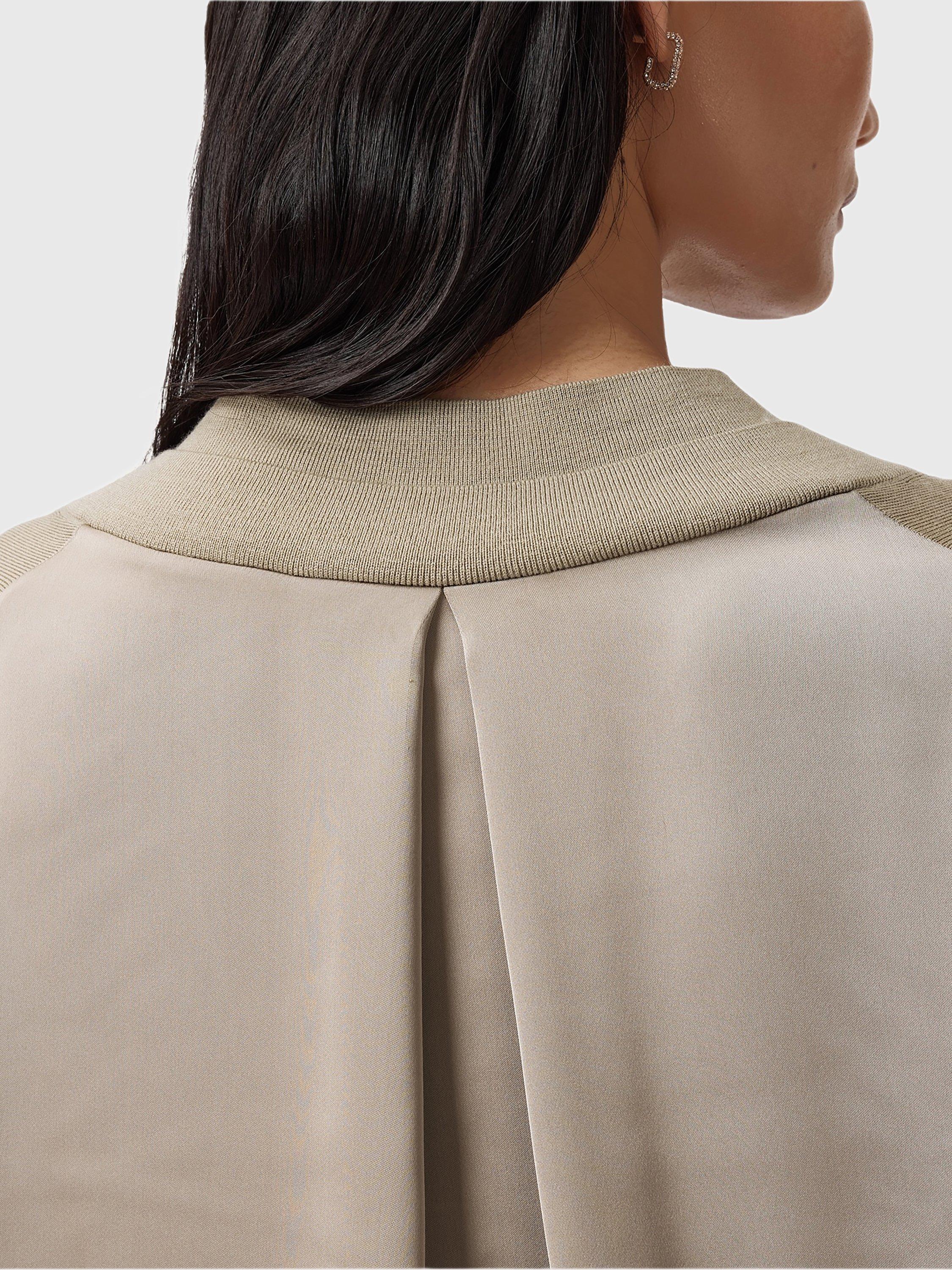 Product image 8 of 9, which shows AllSaints Bern Wool Panel V-Neck Jumper, Taupe Grey, XS