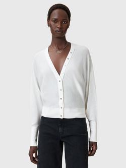 AllSaints Honor Wool V-Neck Cardigan, Chalk White