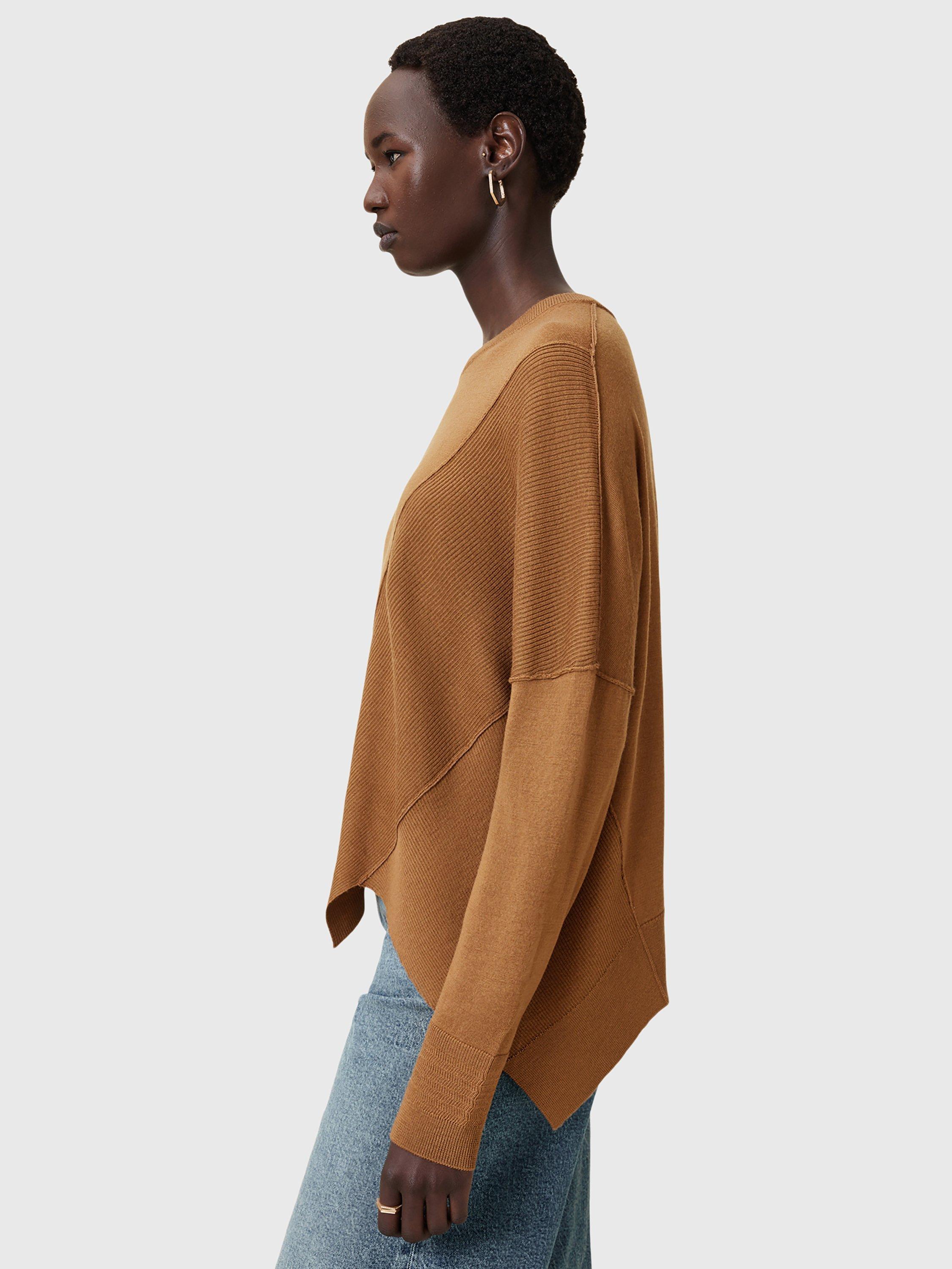 Product image 8 of 8, which shows AllSaints Isla Wool Asymmetric Hem Jumper, Caramel Brown, S